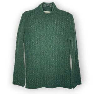 Aran Sweater Market Wool Cashmere Green Cable Knit Sweater Women’s Large